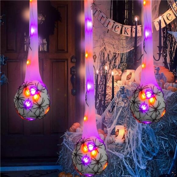 3.2FT Halloween Decoration Hanging Light Up Spider Egg Sacs 3 Packs, Gift - Picture 6 of 8